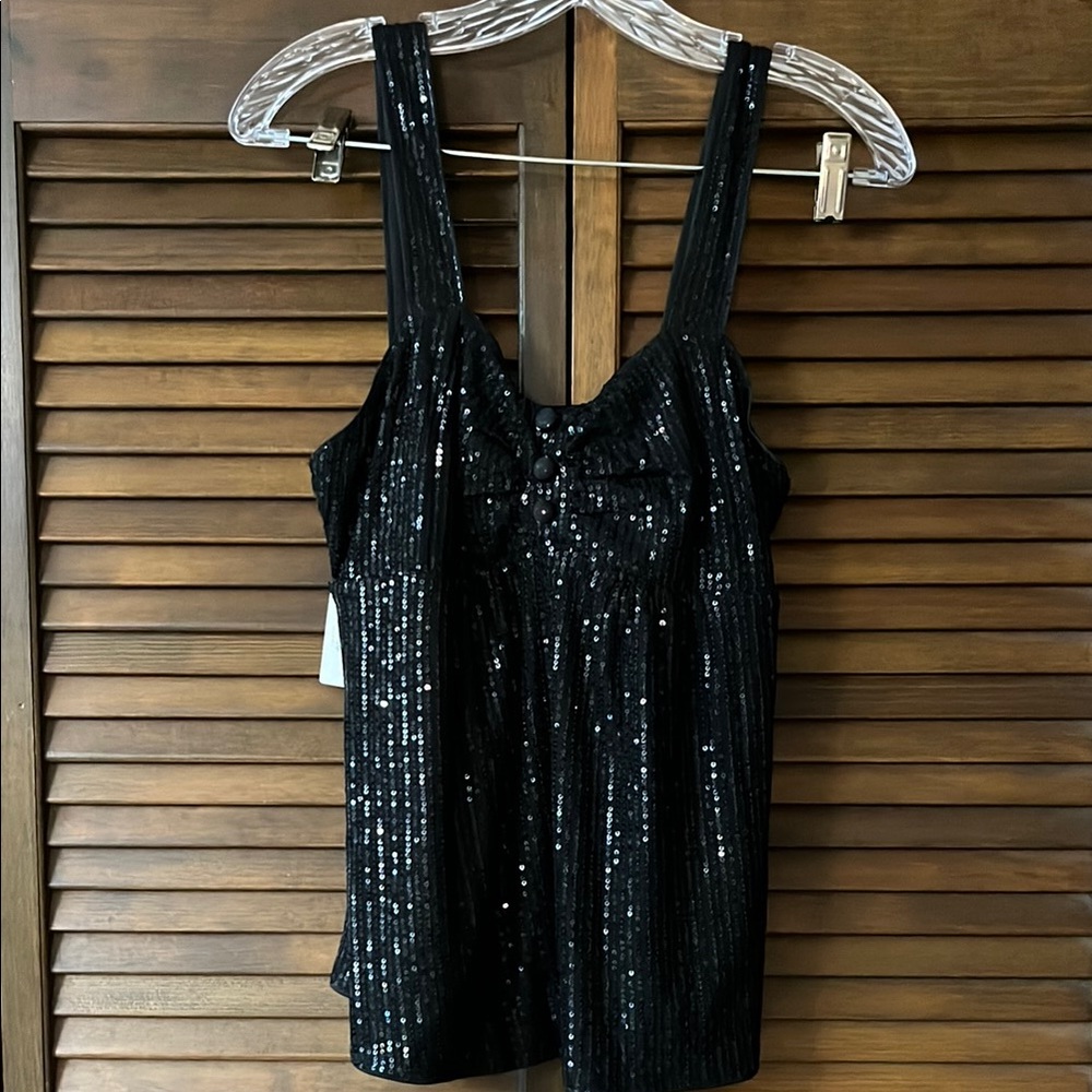 Belle Poque Black Sequin Tank Top